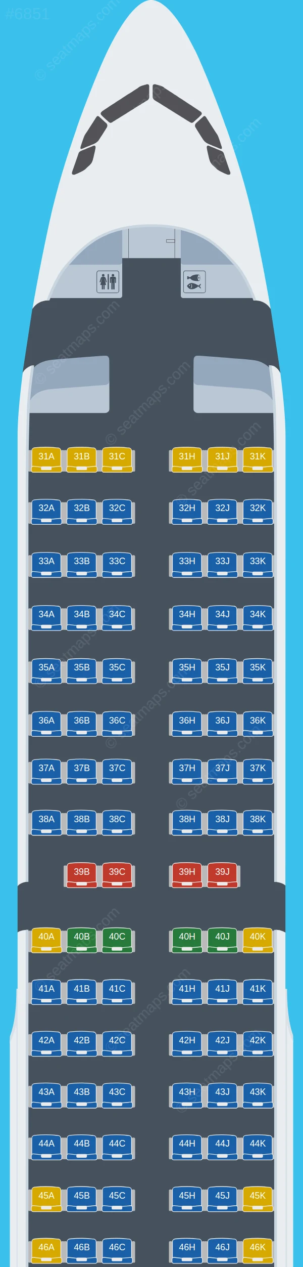 Capital Airlines (Beijing) Airbus A321-200 V.1 seatmap preview