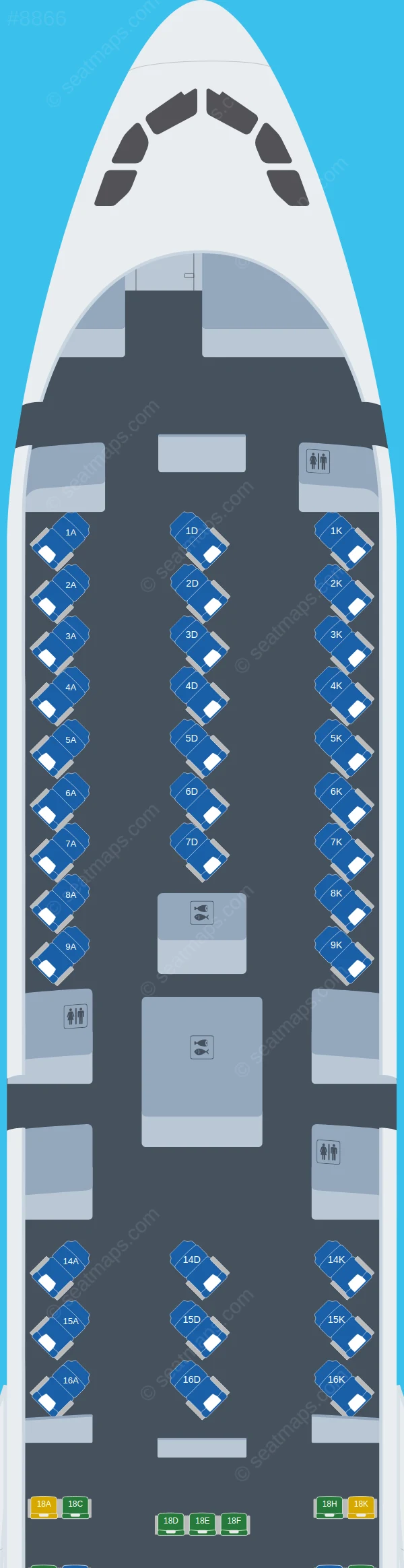 Iran Aseman Airlines Airbus A340-300 seatmap preview