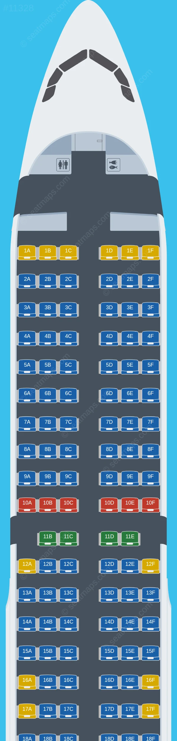 Freebird Airlines Airbus A321-200 seatmap preview