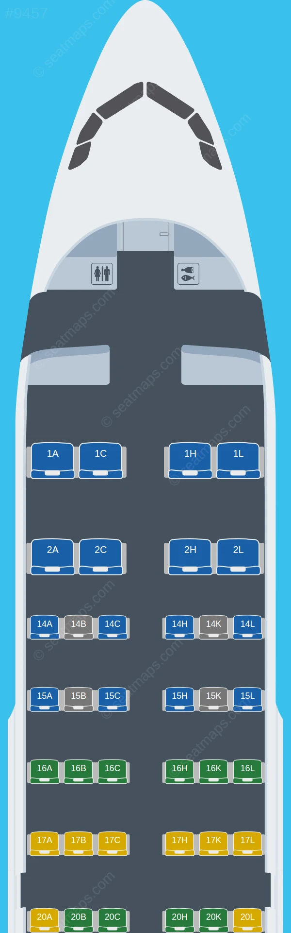 AZAL Azerbaijan Airlines Airbus A319-100 V.2 seatmap preview
