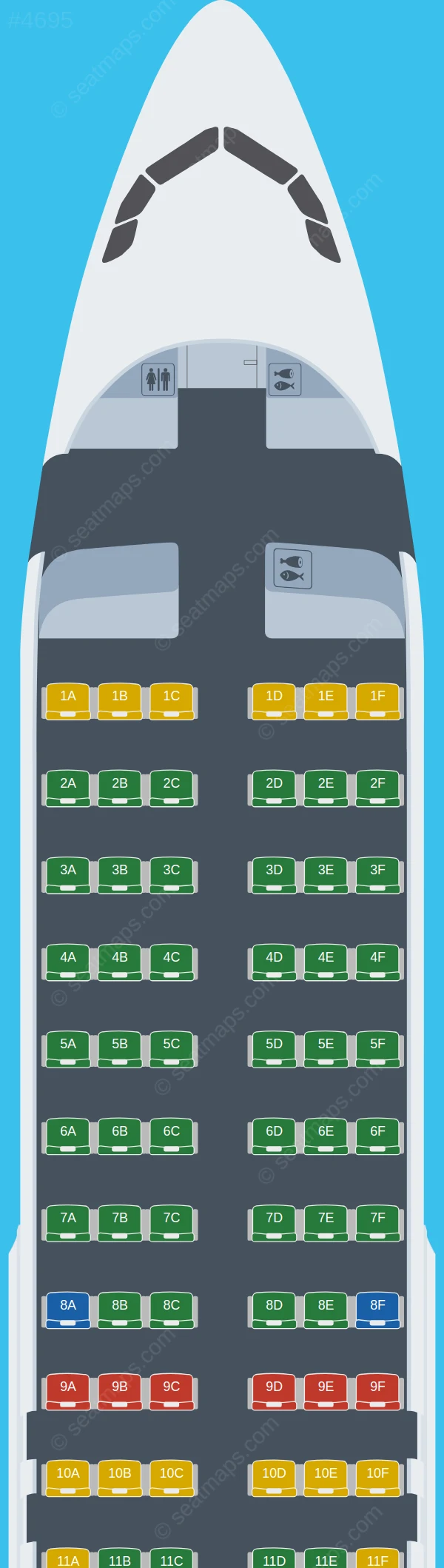 Tunisair Airbus A320-200 V.1 seatmap preview