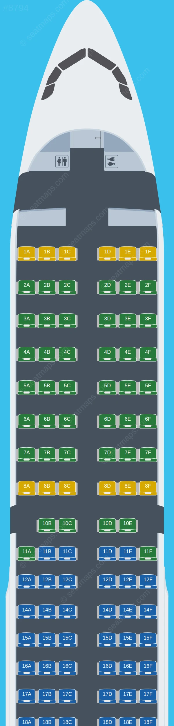 Aegean Airlines Airbus A321-200 seatmap preview