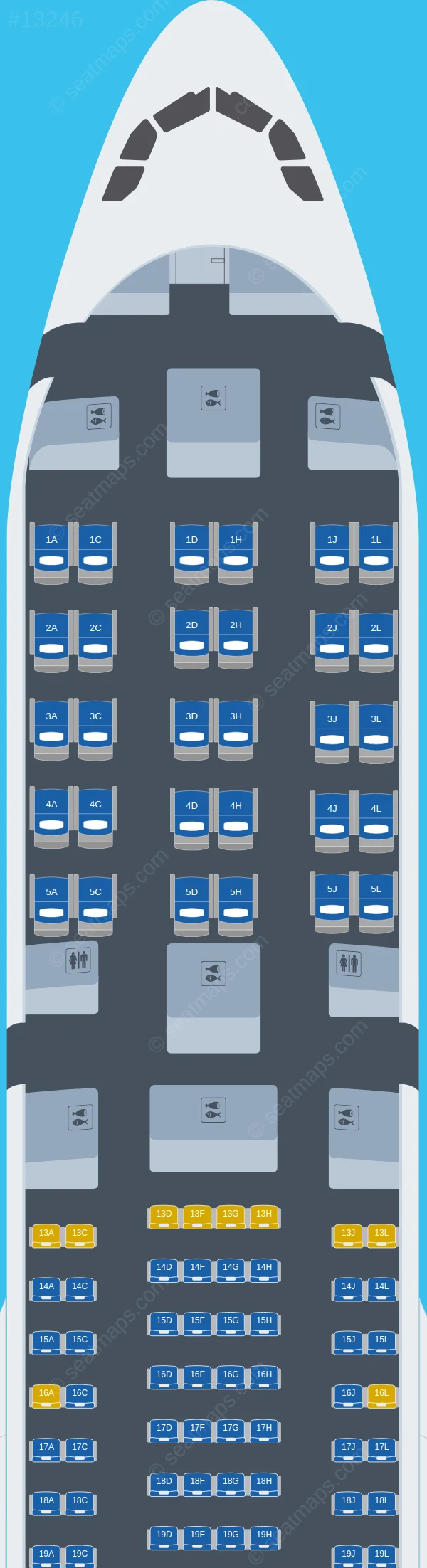 World 2 Fly Airbus A330-300 V.2 seatmap preview