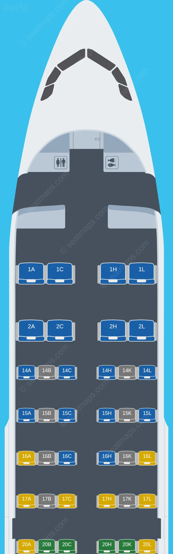 AZAL Azerbaijan Airlines Airbus A319-100 V.3 seatmap preview