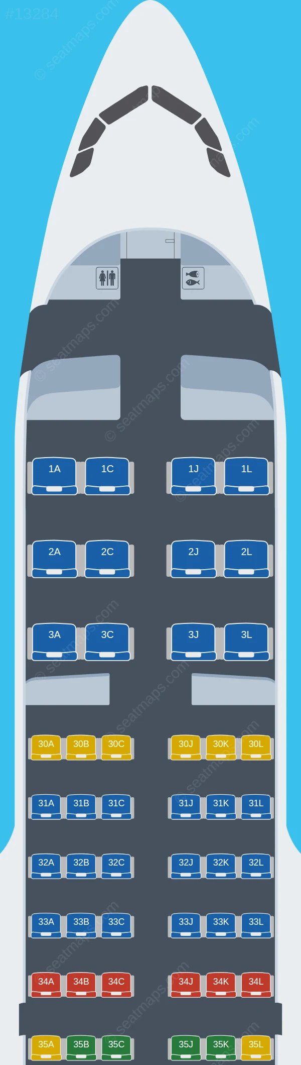Medsky Airways Airbus A320-200 seatmap preview