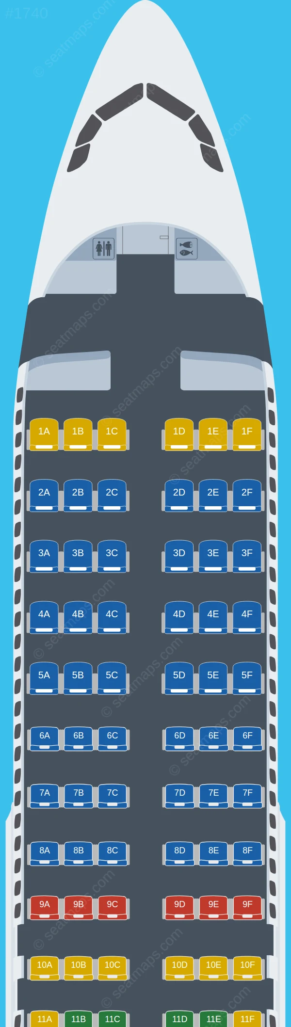 JetBlue Airways Airbus A320-200 V.2 seatmap preview