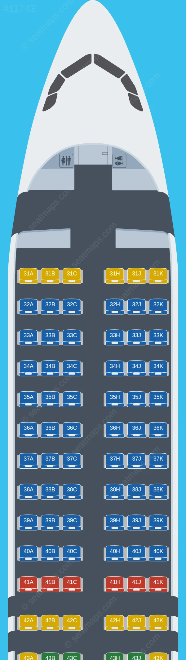 Tianjin Airlines Airbus A320neo V.1 seatmap preview