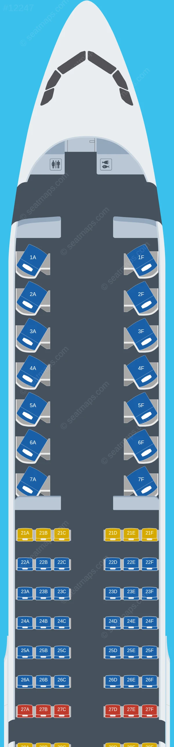Iberia Airbus A321neo XLR seatmap preview