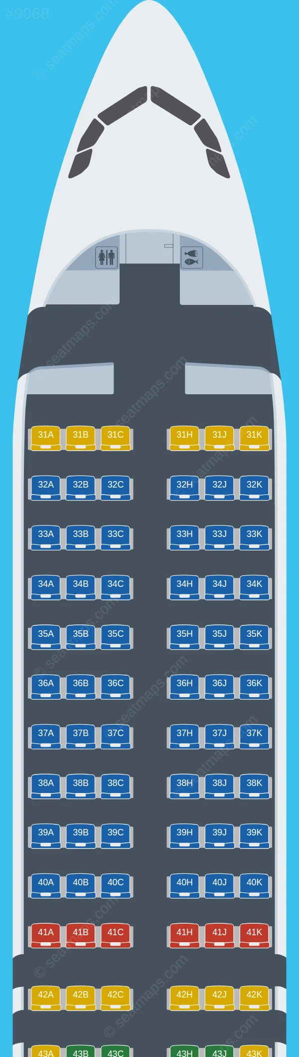Tianjin Airlines Airbus A320neo V.2 seatmap preview