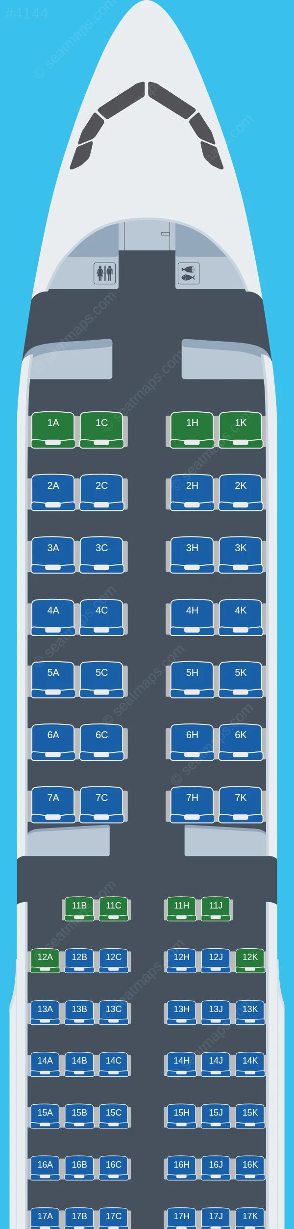 Air Astana Airbus A321-200 seatmap preview