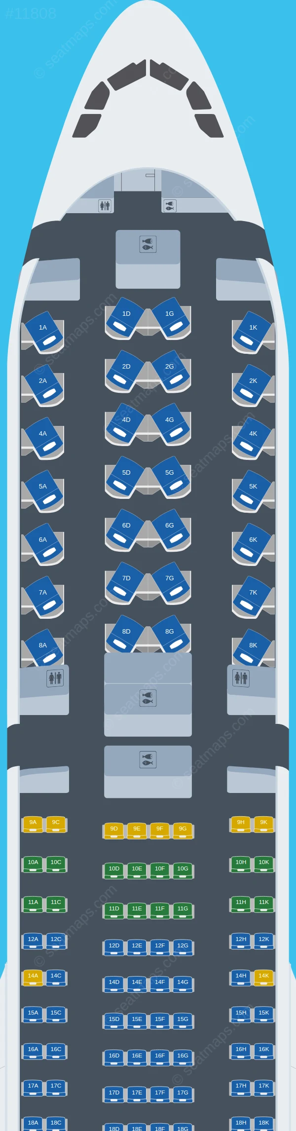 Malaysia Airlines Airbus A330-900neo seatmap preview