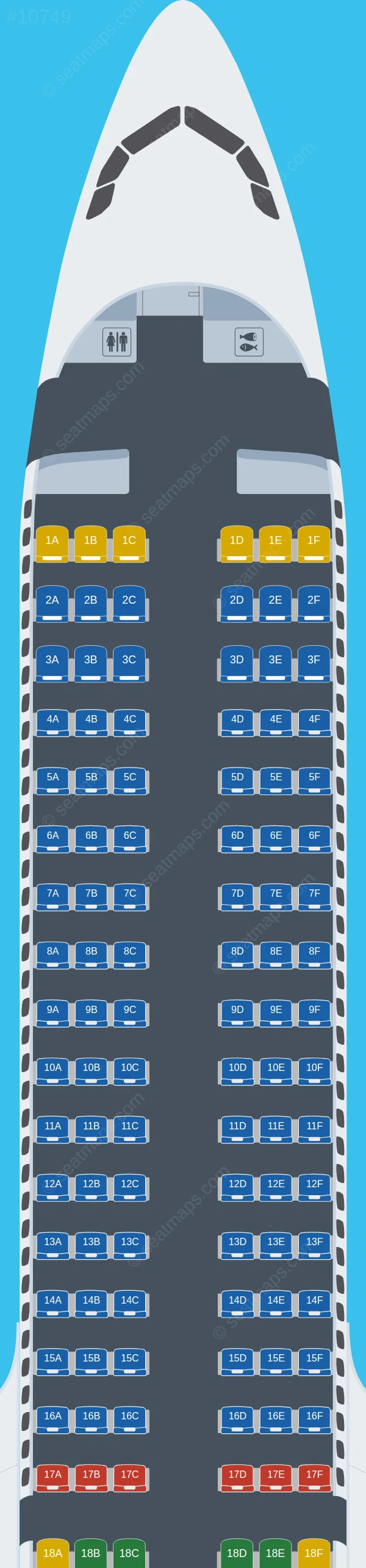 Frontier Airlines Airbus A321neo seatmap preview