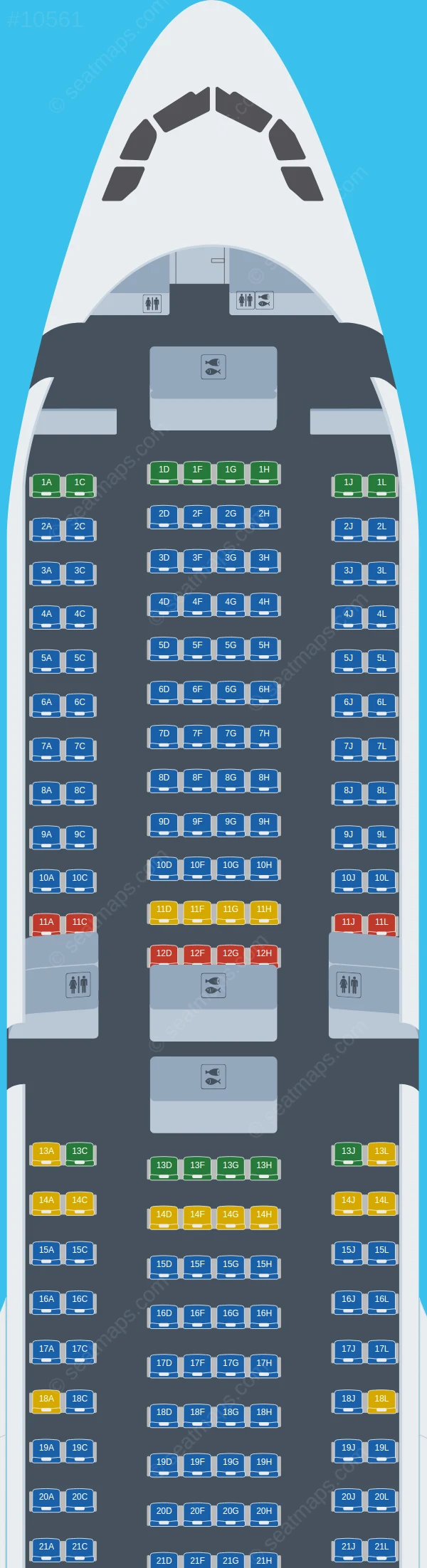 World 2 Fly Airbus A330-300 V.1 seatmap preview