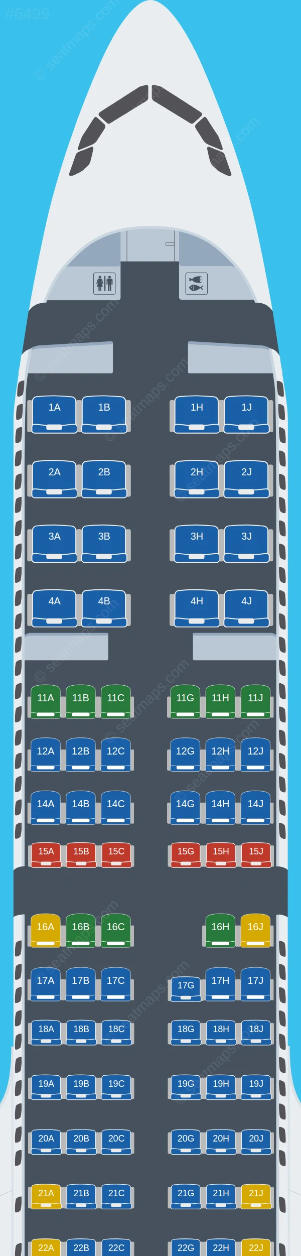 Hawaiian Airlines Airbus A321neo seatmap preview