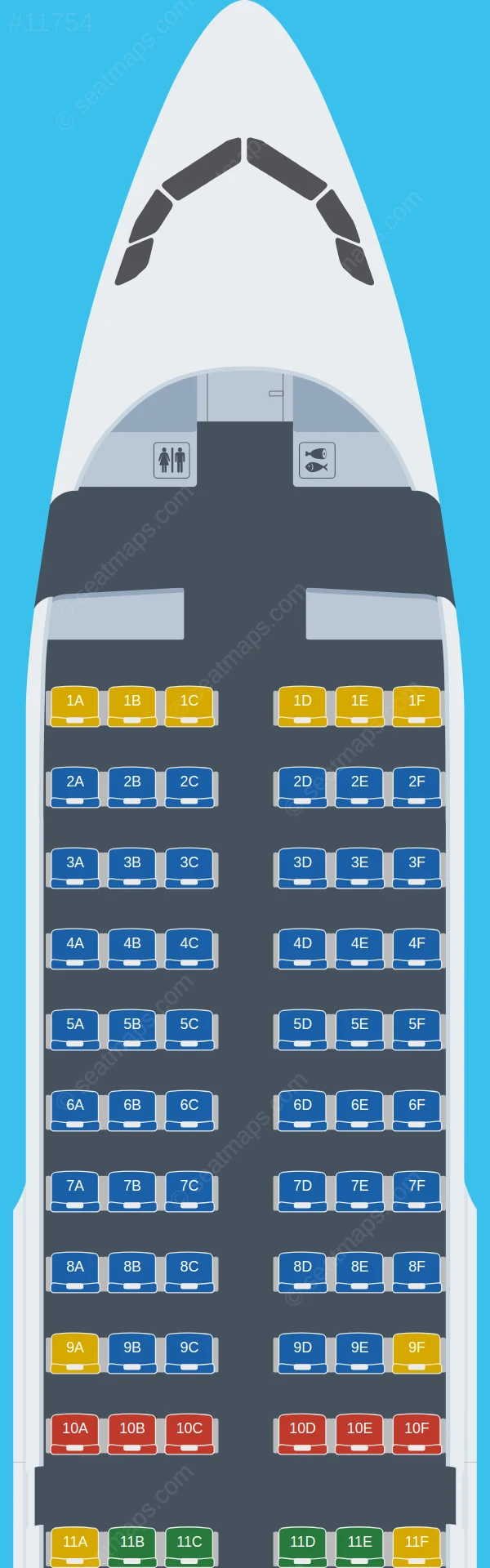Qantas Airbus A319-100 seatmap preview