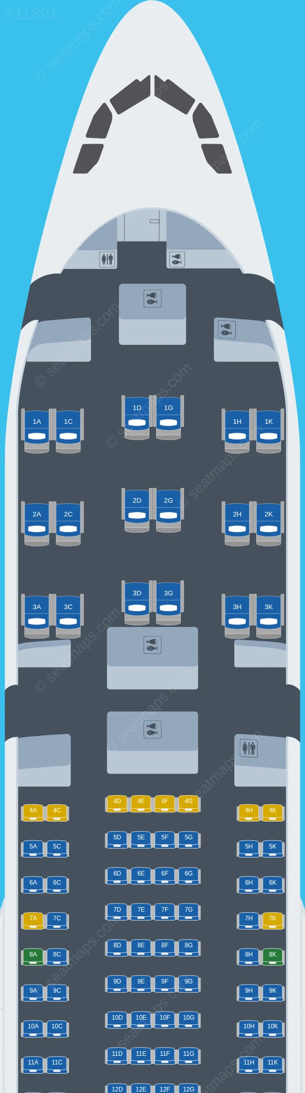 Qanot Sharq  Airlines Airbus A330-200 seatmap preview