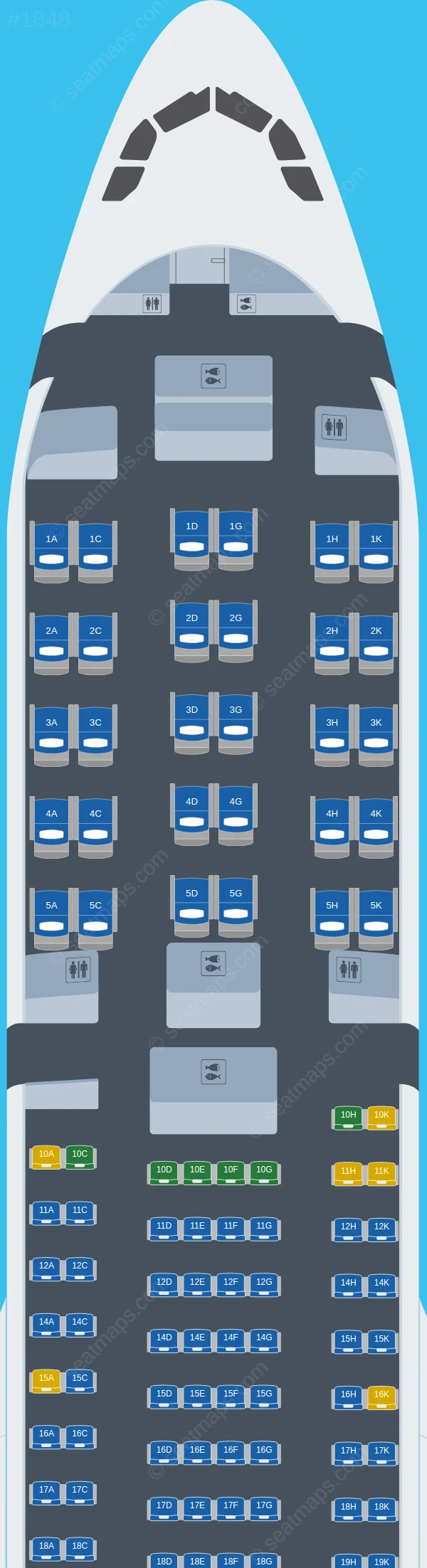 Asiana Airlines Airbus A330-300 V.2 old seatmap preview