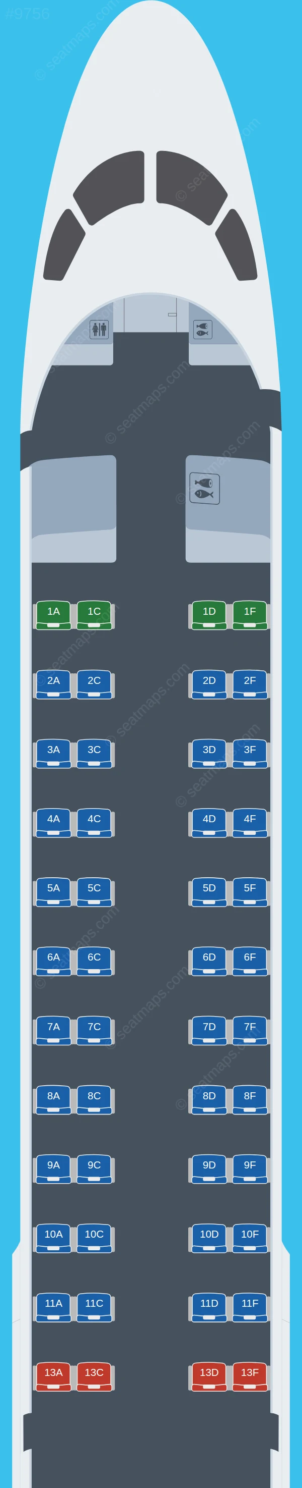 Ukraine International Airlines Embraer E195 seatmap preview