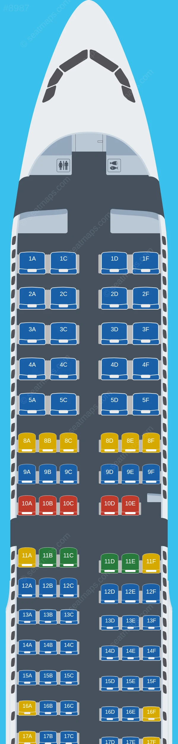 American Airlines Airbus A321-200 V.1 seatmap preview