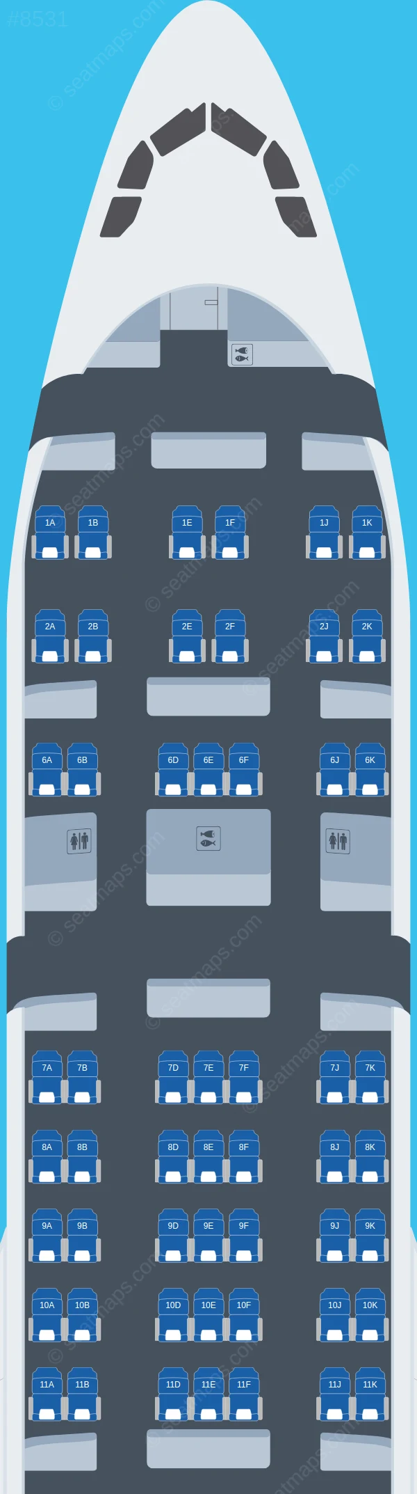 Jordan Aviation Airbus A330-200 seatmap preview