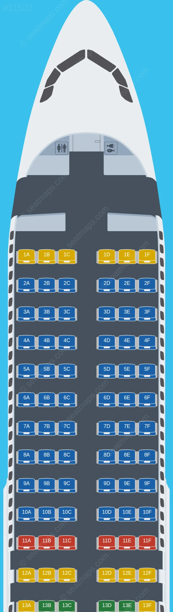 Global Crossing Airlines Airbus A320-200 V.2 seatmap preview