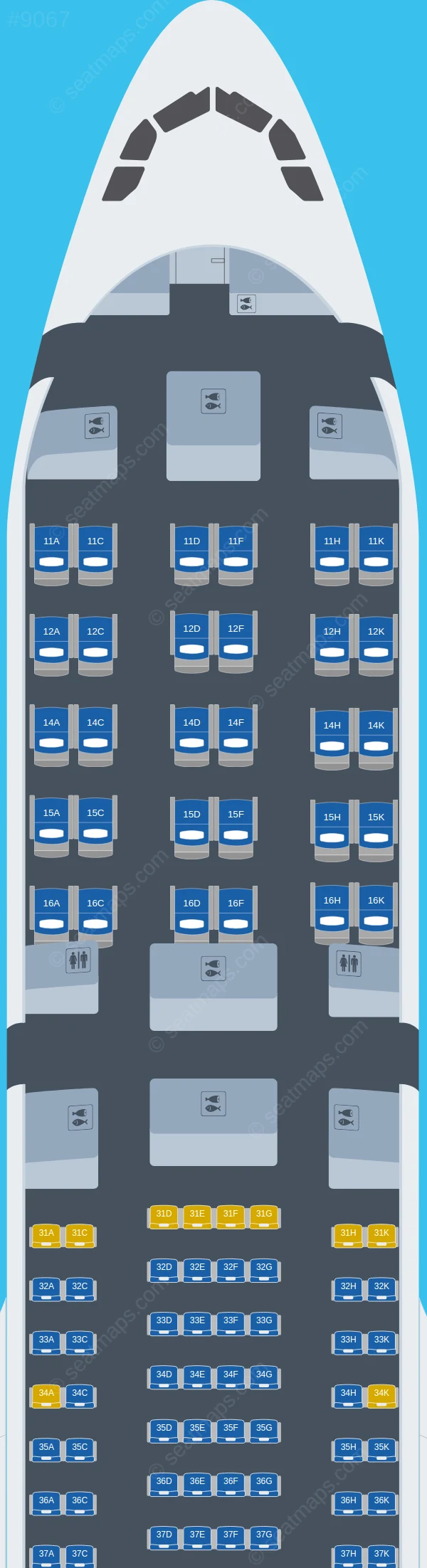 Thai AirAsia X Airbus A330-300 V.4 seatmap preview