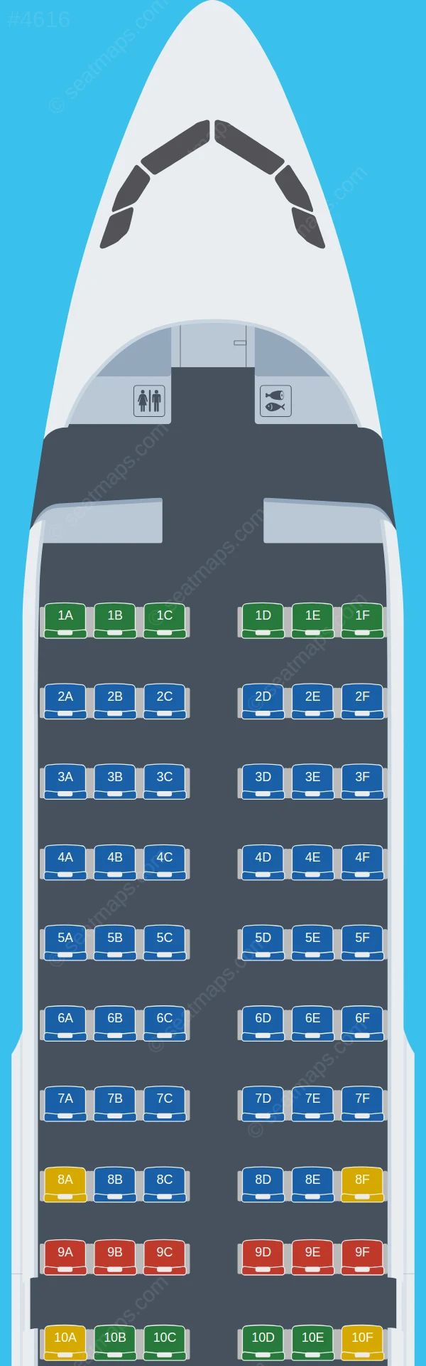 Tunisair Airbus A319-100 V.2 seatmap preview
