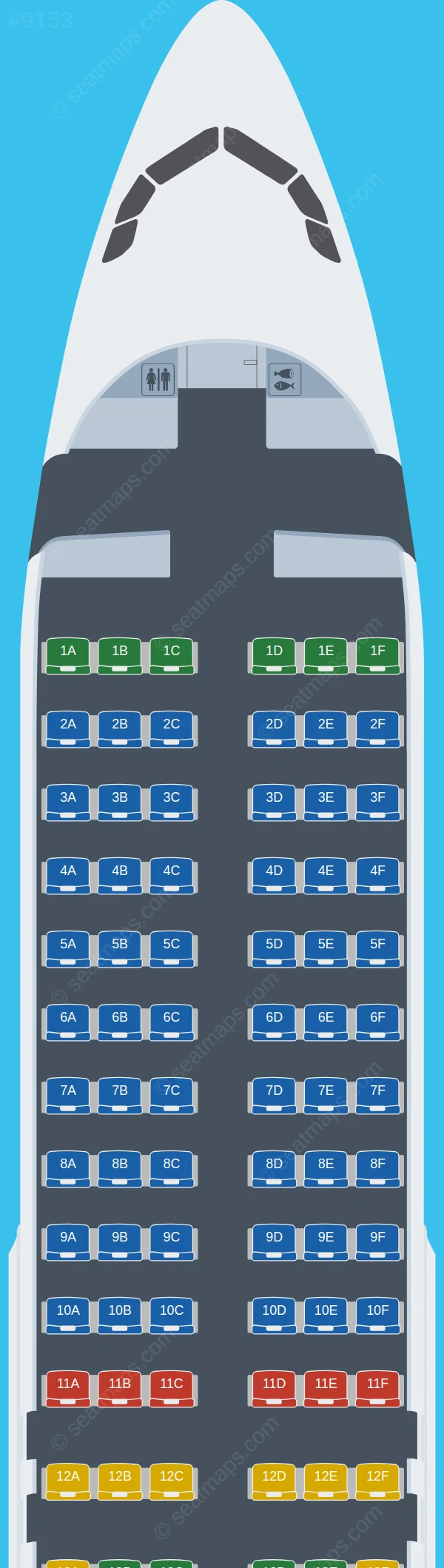 Freebird Airlines Europe Airbus A320-200 seatmap preview