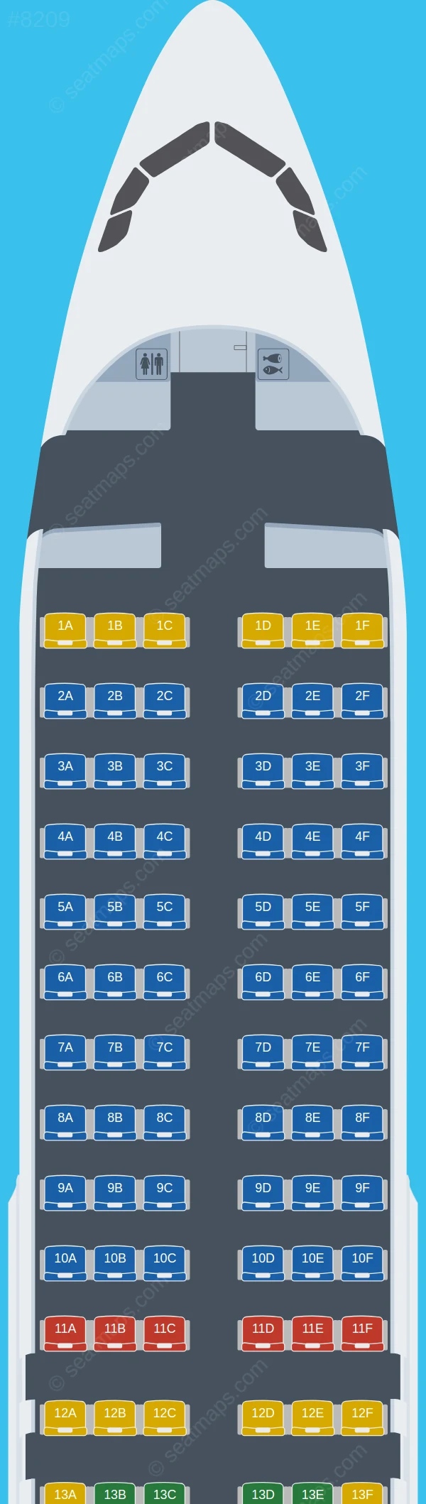 LongJiang Airlines Airbus A320-200 V.1 seatmap preview