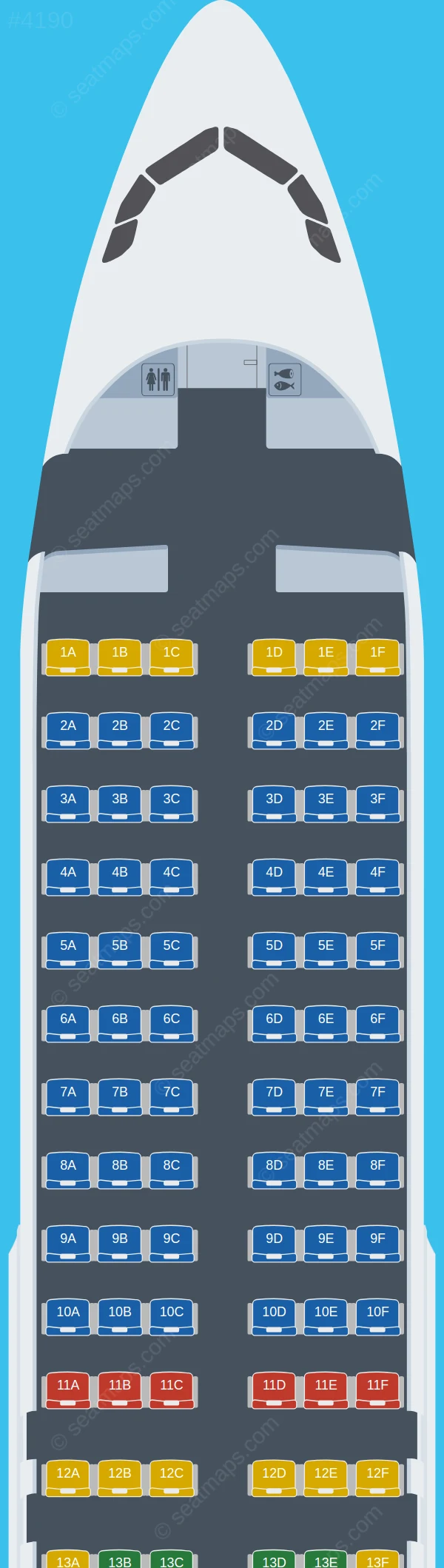 Freebird Airlines Airbus A320-200 seatmap preview