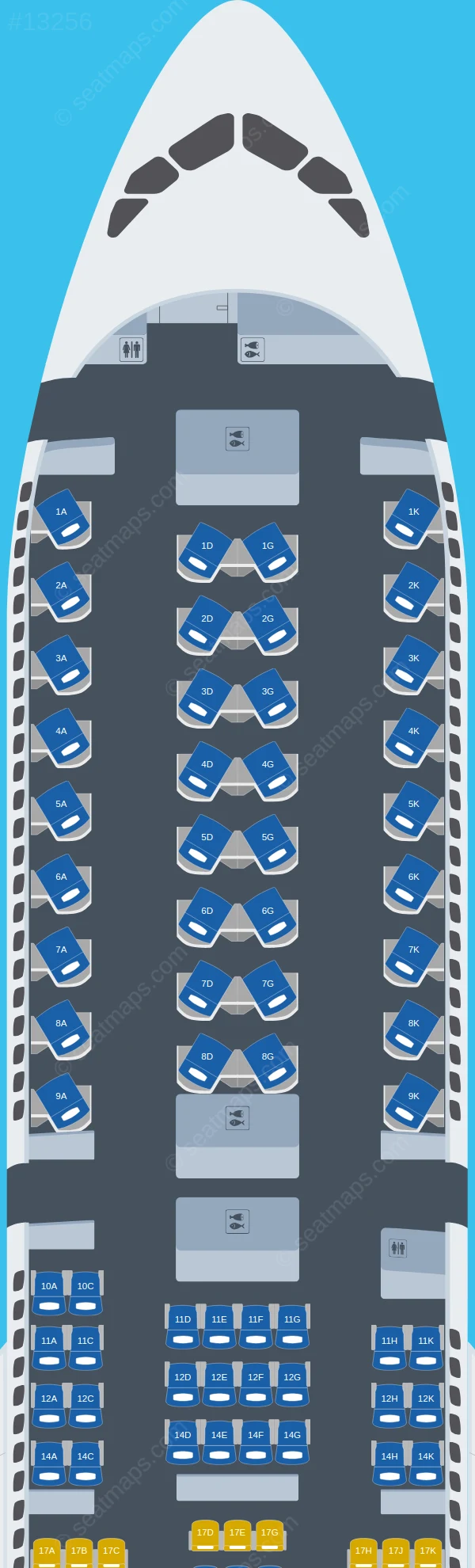 KLM Airbus A350-900 seatmap preview