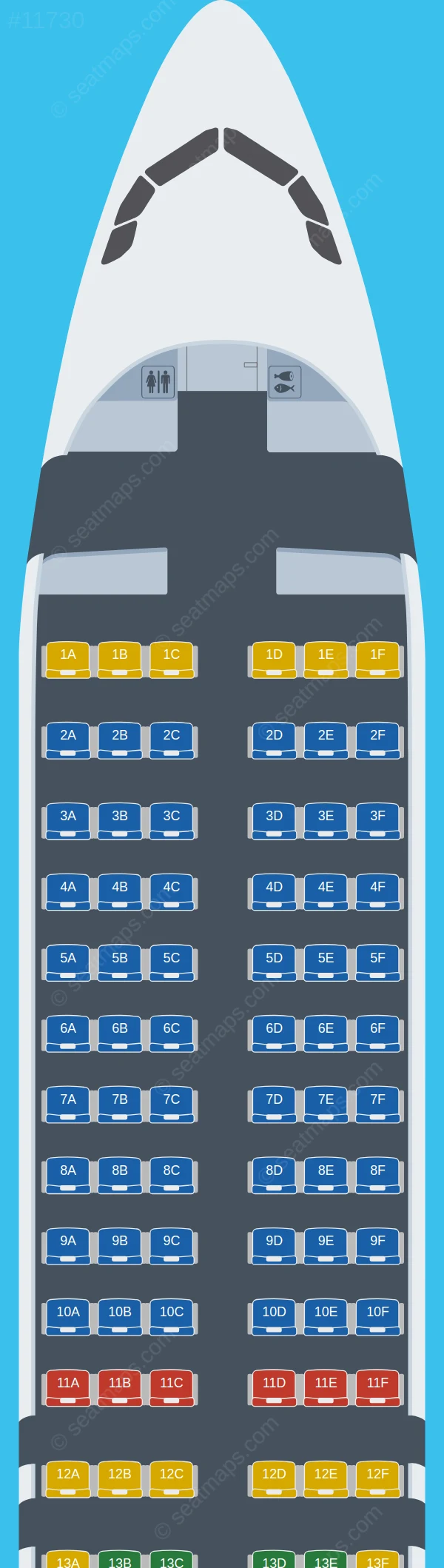West Air Airbus A320neo seatmap preview
