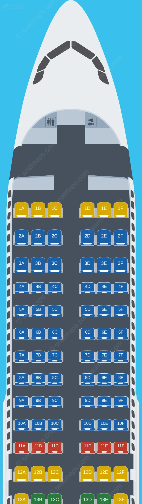 Frontier Airlines Airbus A320-200 V.1 seatmap preview