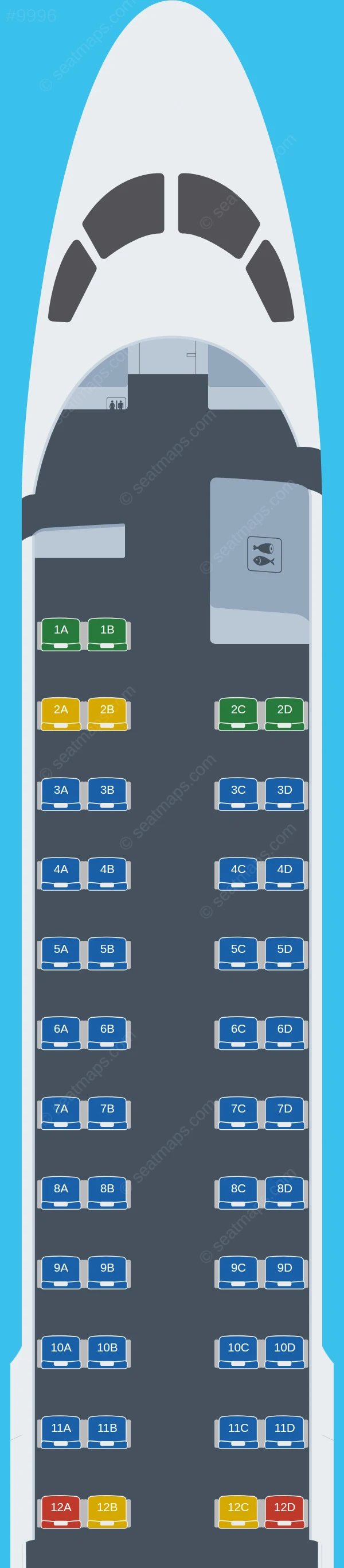 Eastern Airways Embraer E190 seatmap preview