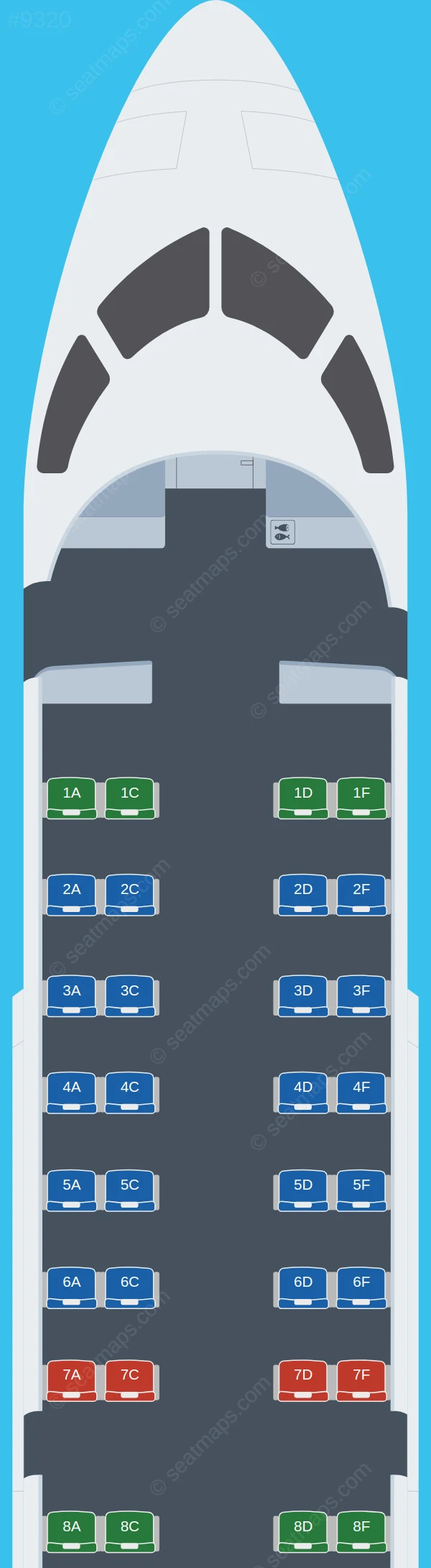 Aruba Airlines Bombardier CRJ200 seatmap preview