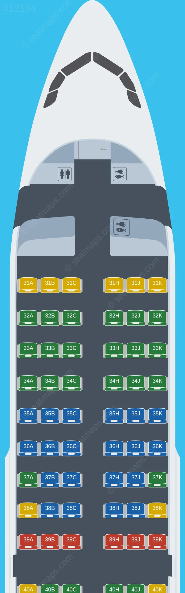 Chongqing Airlines Airbus A319-100 seatmap preview
