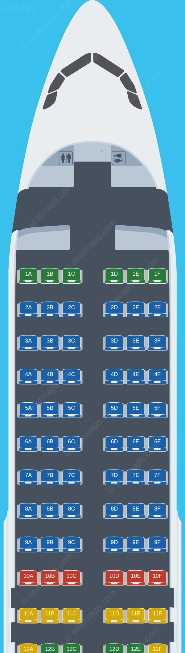 Uzbekistan Airways Airbus A320-200 V.2 seatmap preview