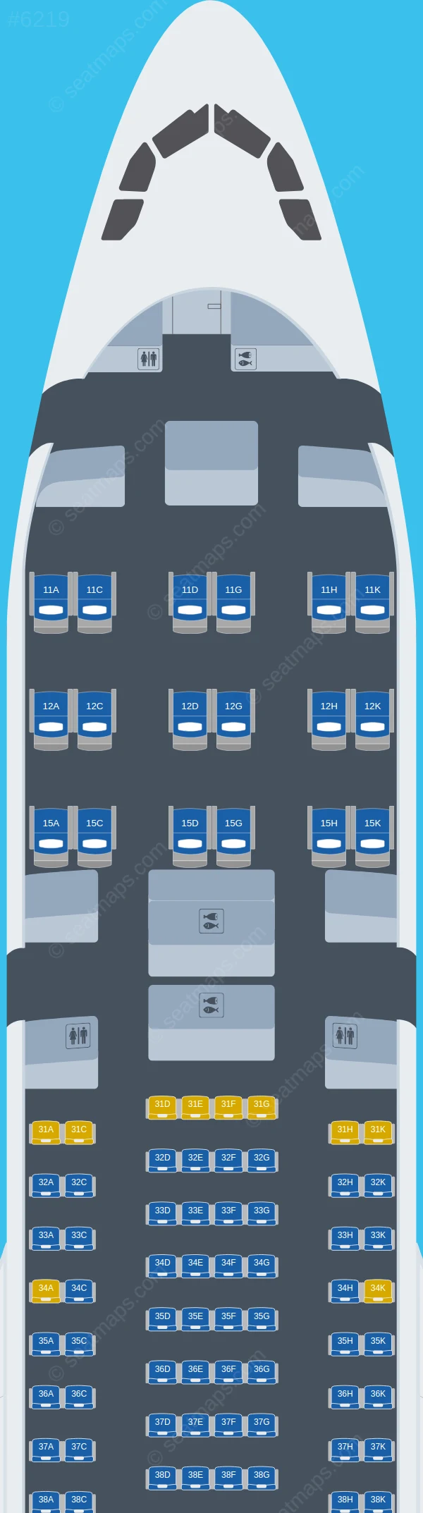 Tianjin Airlines Airbus A330-200 seatmap preview