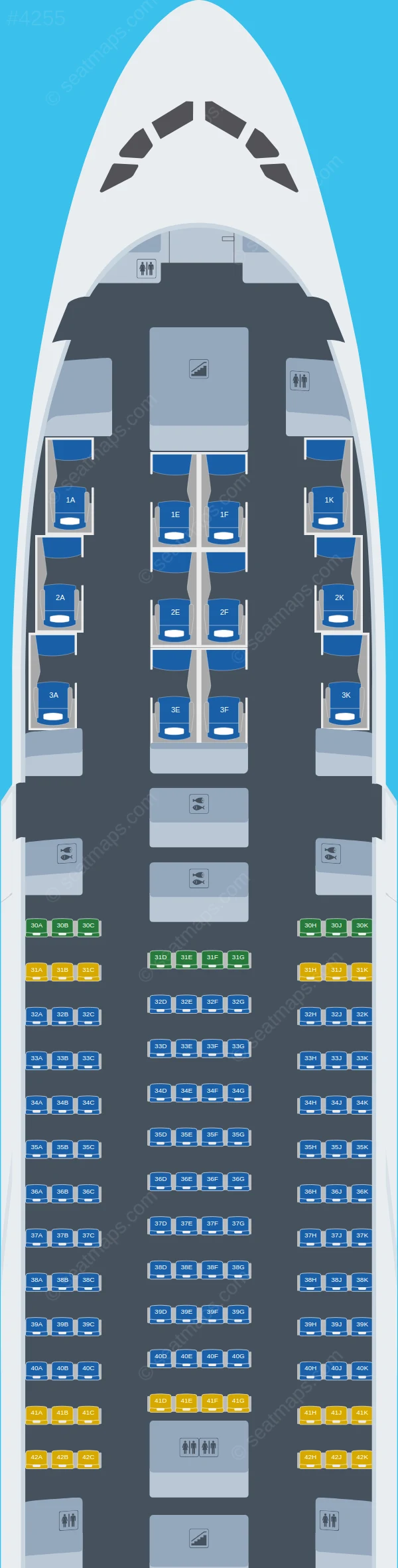 Asiana Airlines Airbus A380-800 old seatmap preview