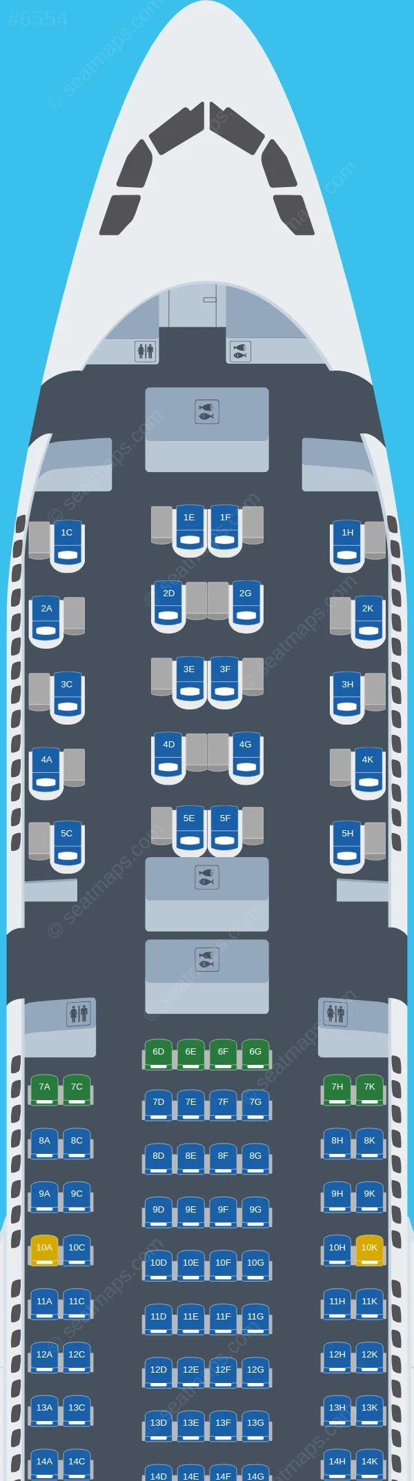 Azul Brazilian Airlines Airbus A330-200 V.1 seatmap preview