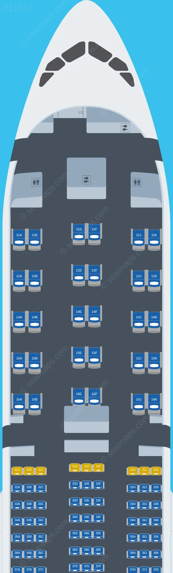 Thai Airways International Airbus A350-900 V.3 seatmap preview