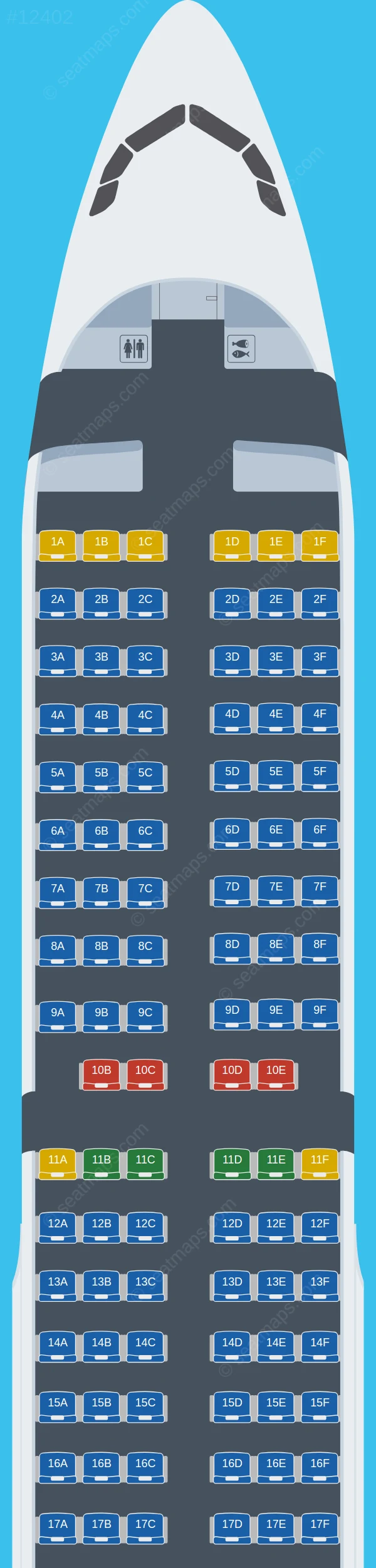 Fly2Sky Airbus A321-200 seatmap preview