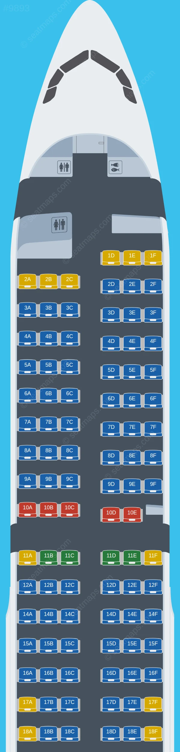 Hi Fly Airbus A321-200 seatmap preview