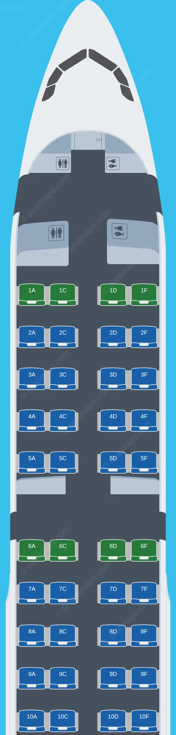 Titan Airways Airbus A321-200 V.5 seatmap preview
