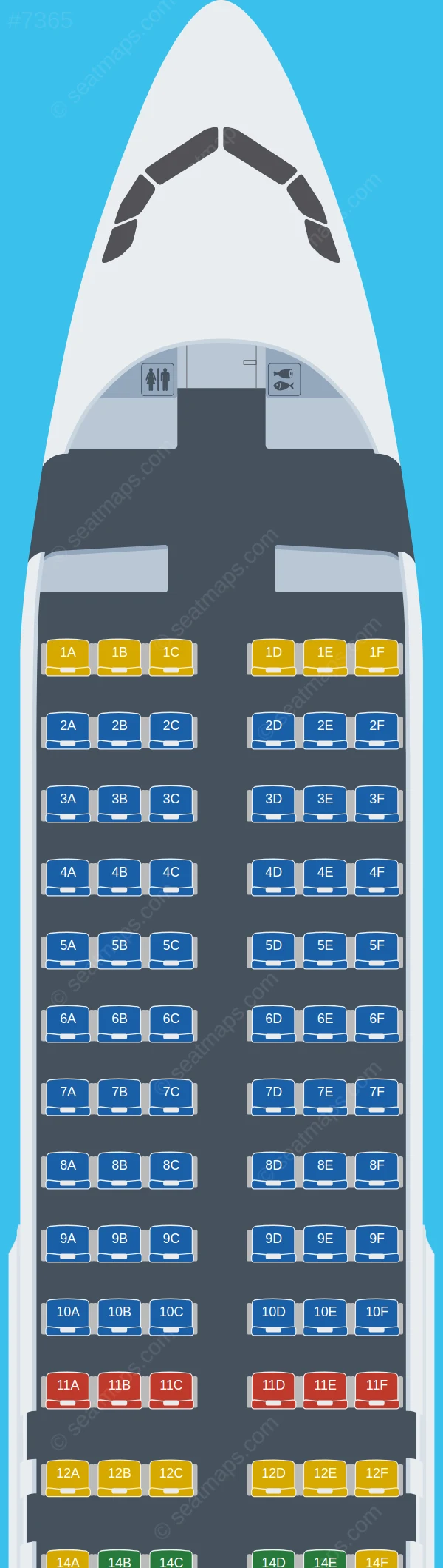 Pan Pacific Airlines Airbus A320-200 seatmap preview