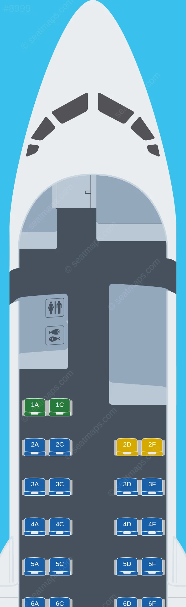 Aero Mongolia Fokker 50 seatmap preview