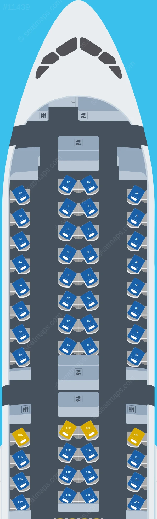 Air France Airbus A350-900 V.2 seatmap preview