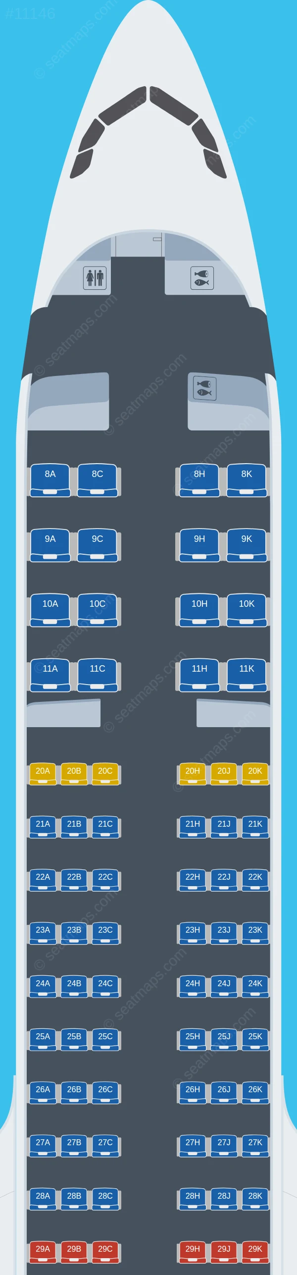 Egyptair Airbus A321neo seatmap preview
