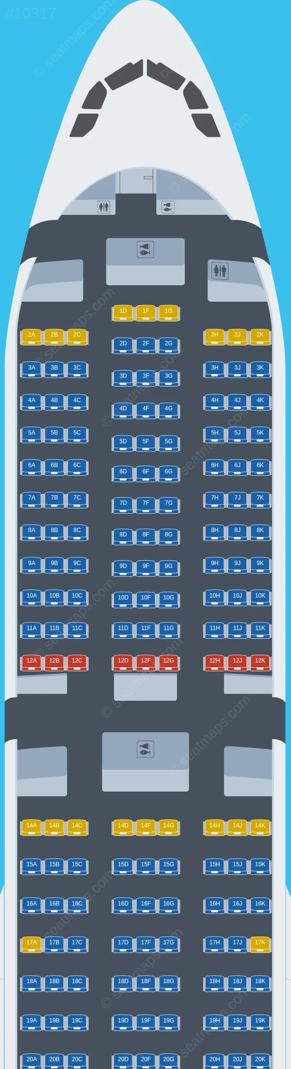 Thai AirAsia X Airbus A330-300 V.3 seatmap preview