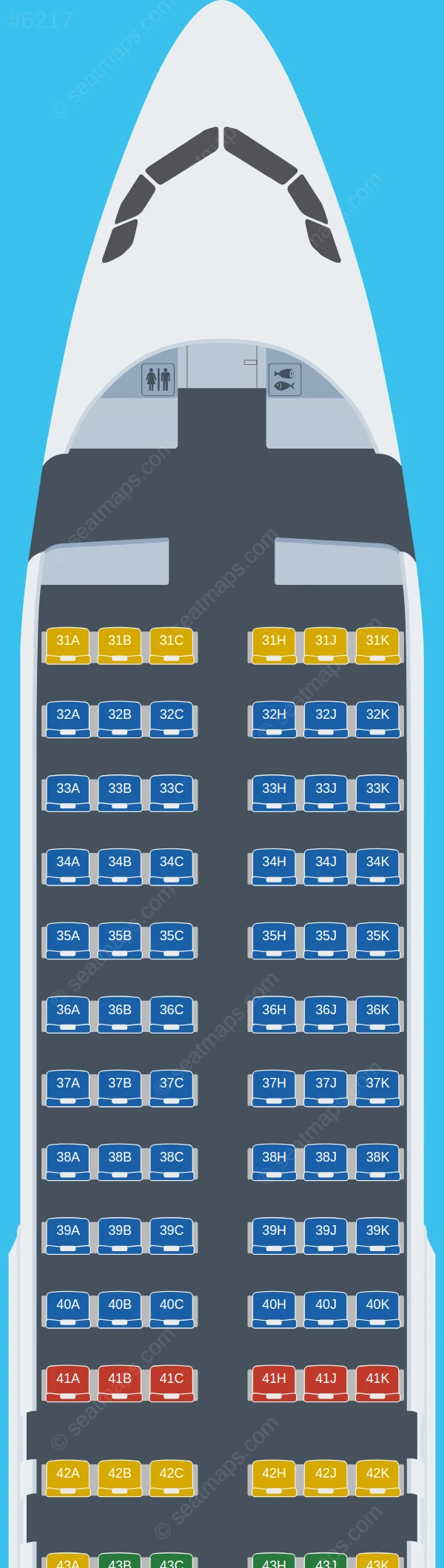 Tianjin Airlines Airbus A320-200 V.1 seatmap preview
